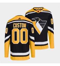 Men%27s Pittsburgh Penguins Custom Black 2022 Reverse Retro Stitched Jersey->customized nhl jersey->Custom Jersey